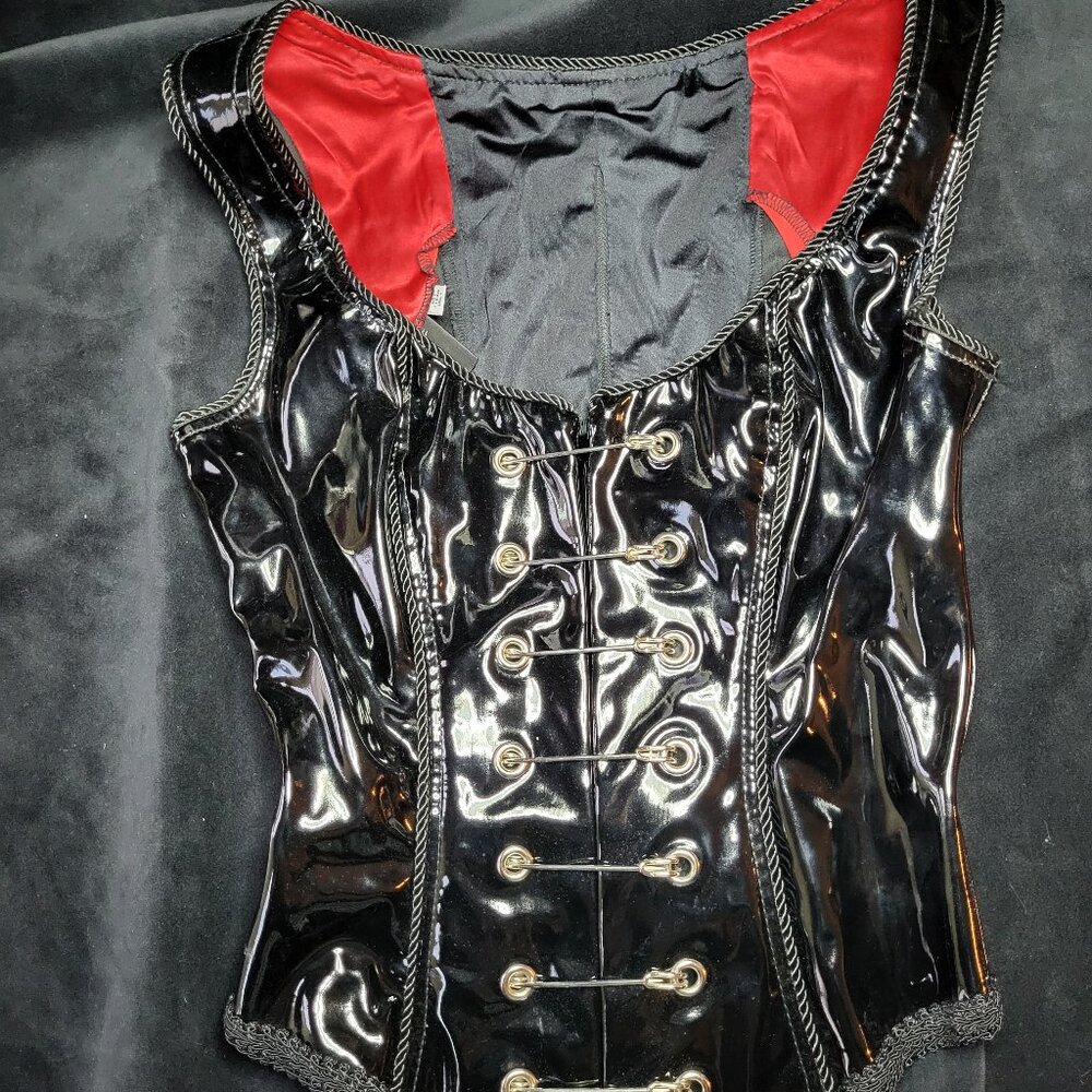 vintage Shrine PVC bustier black red size M Goth punk industrial